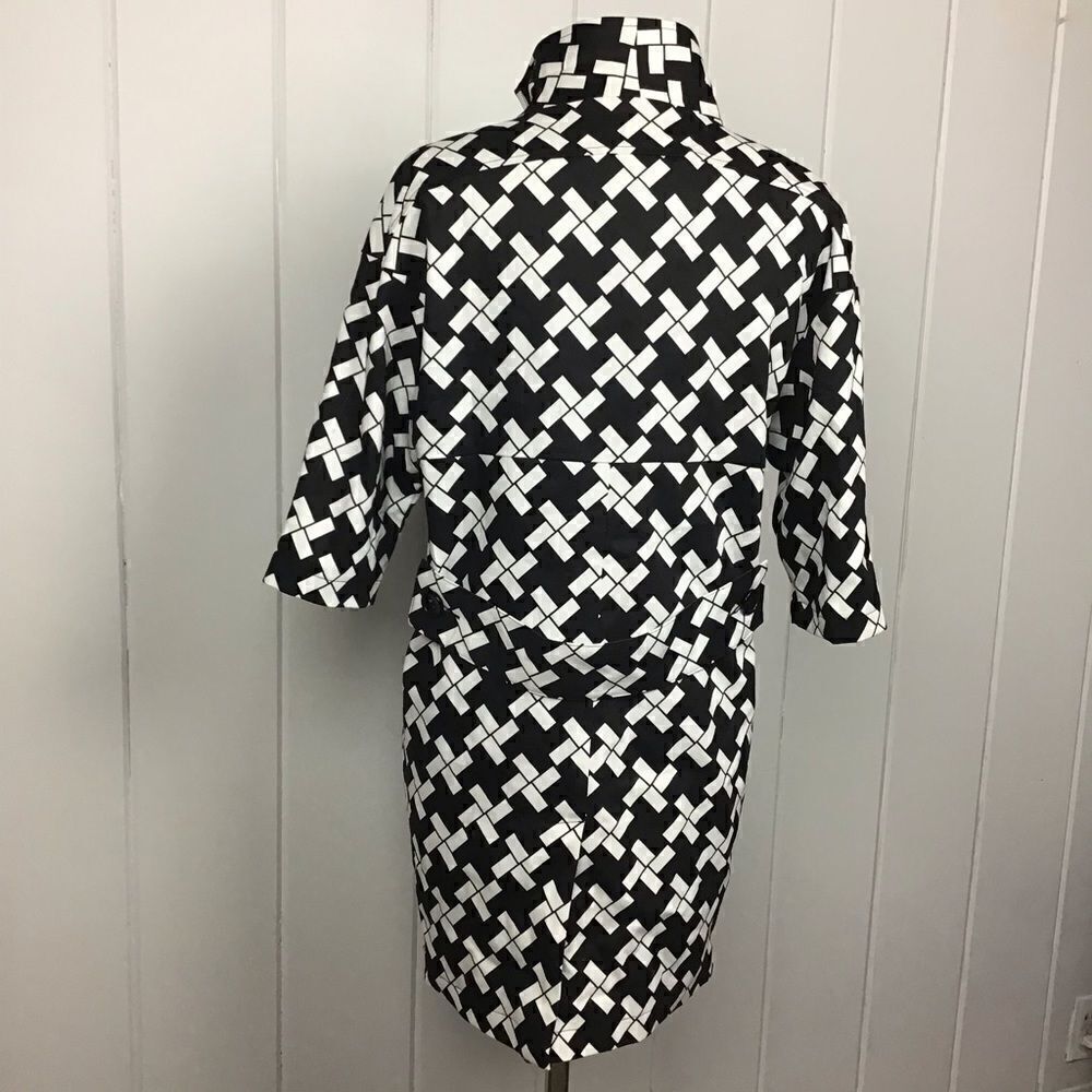 NWT Tulle Black White 1/2 Sleeve Trench Jacket S - Picture 7 of 8
